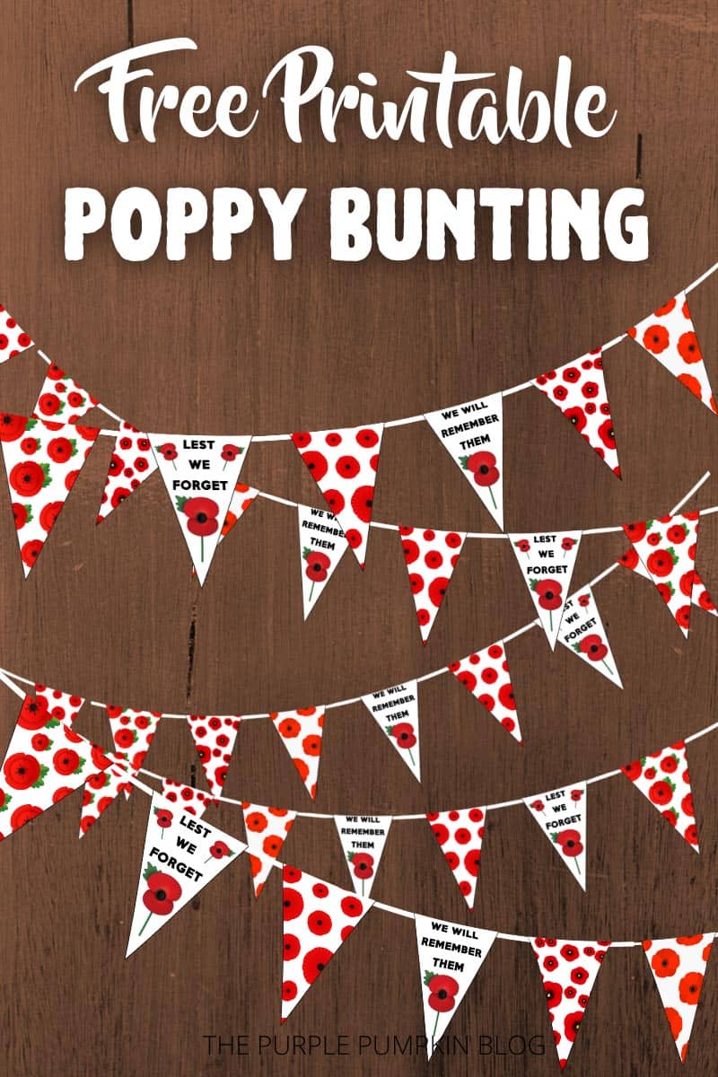 Free Printable Poppy Bunting for Remembrance Day (Poppy Day) 11 Nov