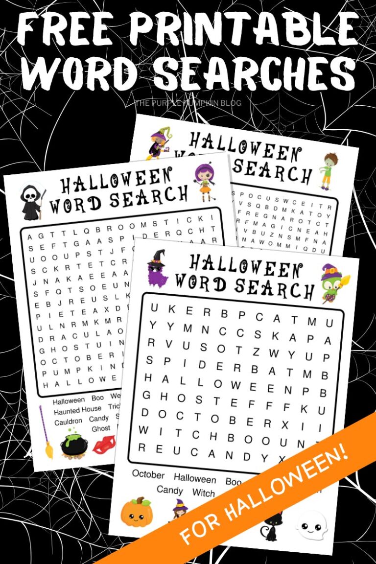Free Printable Halloween Word Search Puzzles to Solve!
