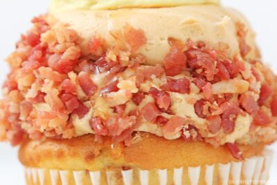 Close up on bacon on frosting