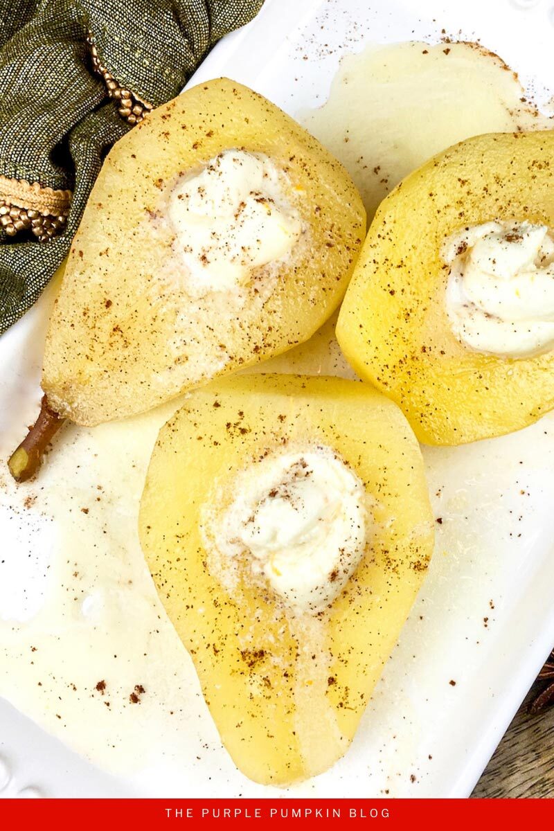 Poached Pears Recipe with Honey Mascarpone Cream
