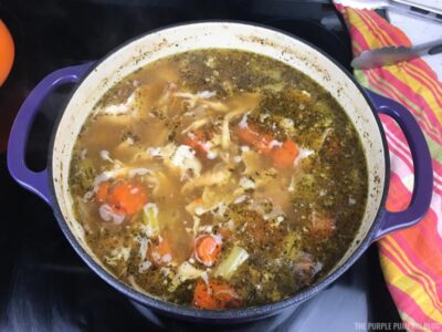 Chicken Broth Simmering in Pot