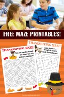 Set of 6 Free Printable Thanksgiving Mazes To Solve!