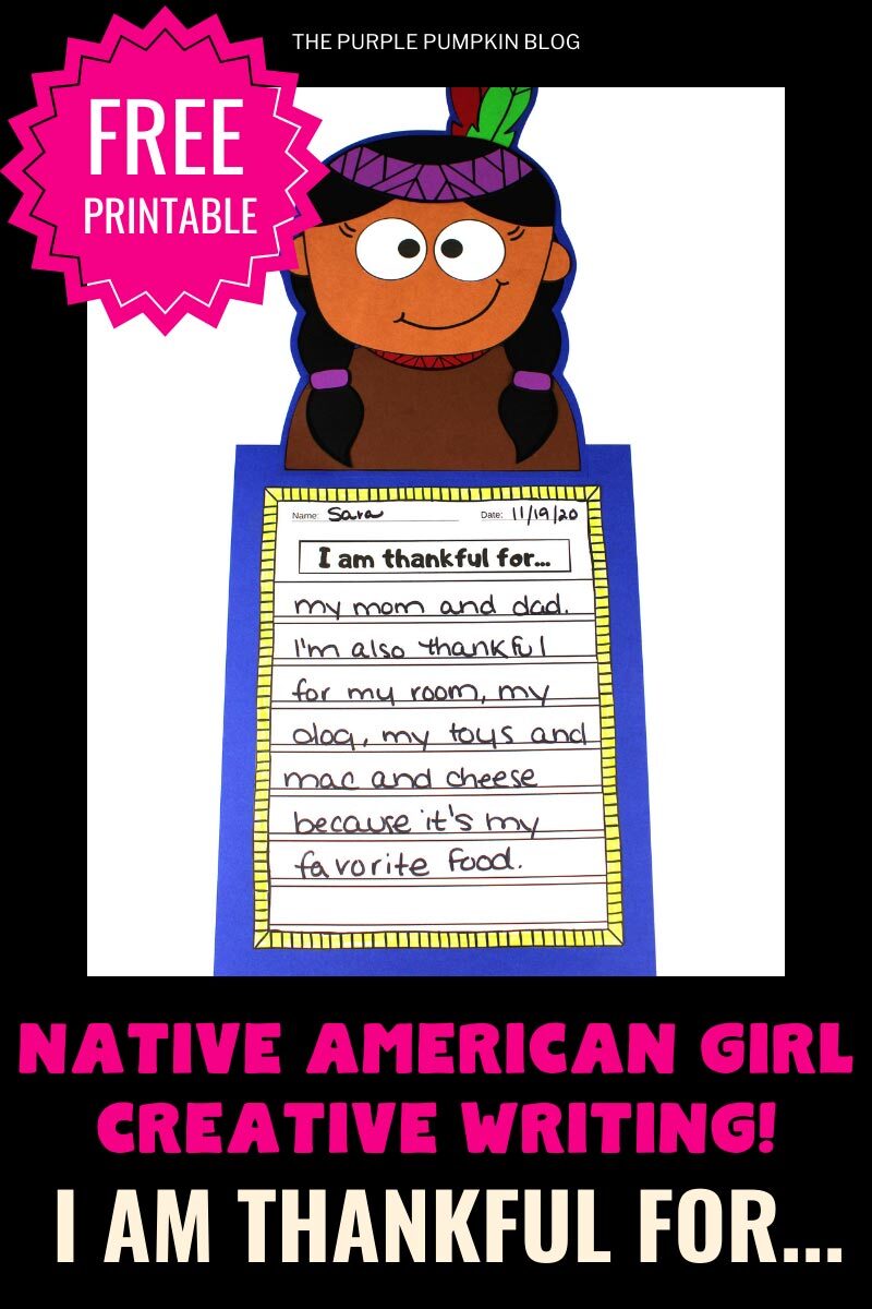 Free Printable Native American Girl Creative Writing