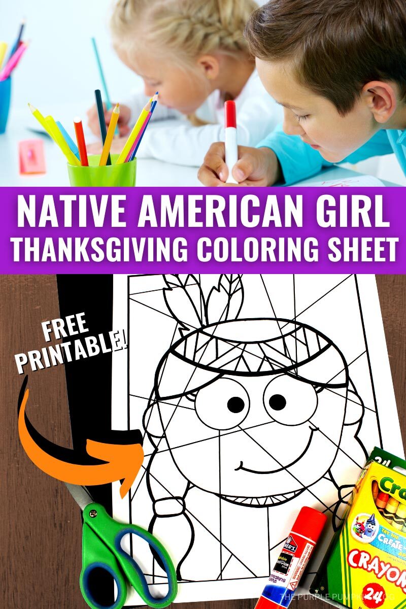 Free Printable Native American Girl Thanksgiving Coloring Sheet