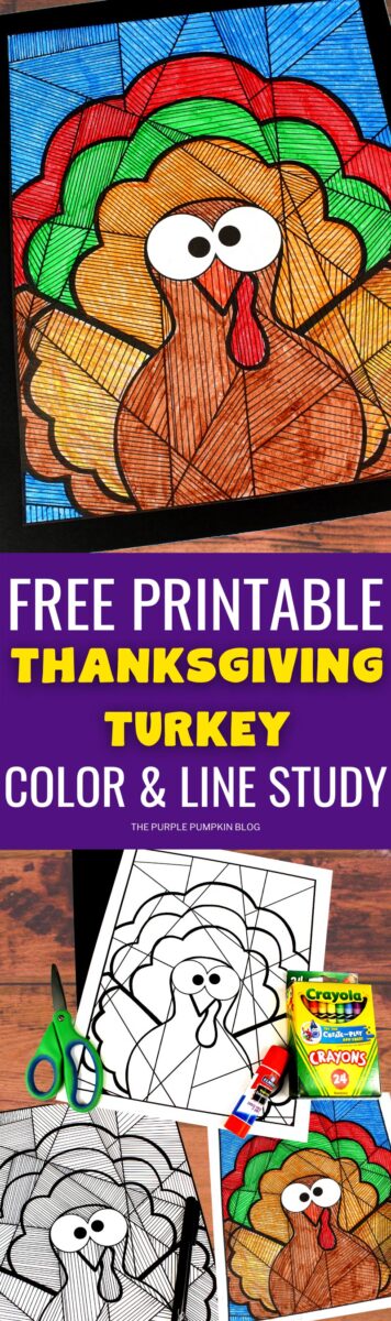 Free Printable Thanksgiving Turkey Color & Line Study