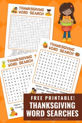 Free Printable Thanksgiving Word Searches for All The Family!