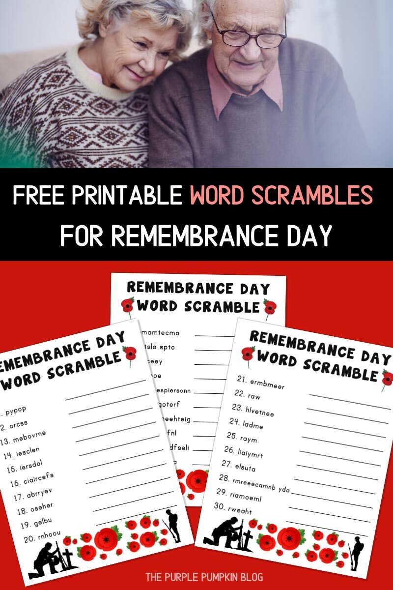 Free Printable Word Scrambles for Remembrance Day