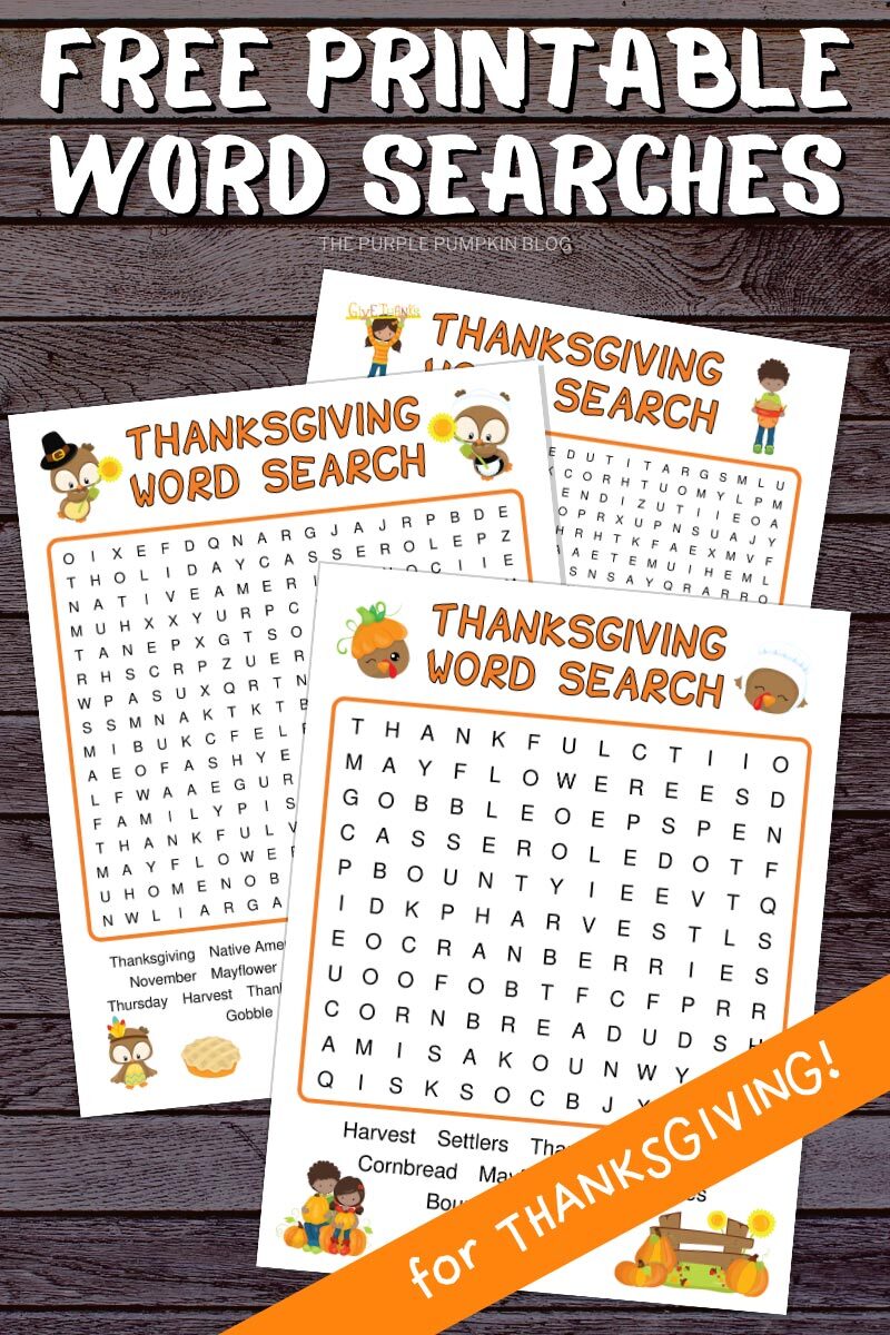 Free Printable Word Searches for Thanksgiving