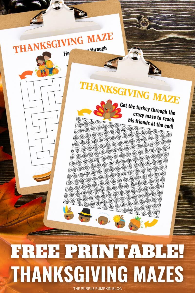 Free Printable Thanksgiving Mazes