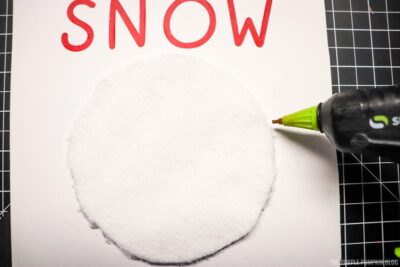Gluing Snowman's Head to Card