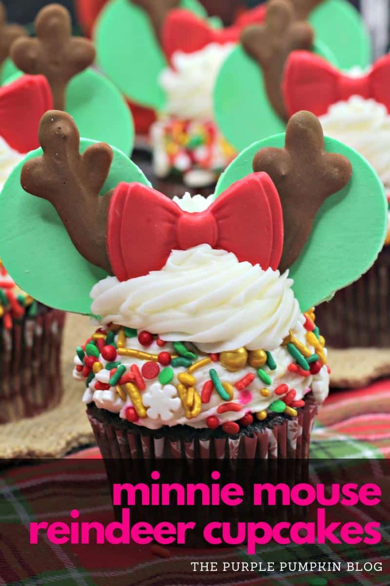 Minnie Mouse Reindeer Cupcakes
