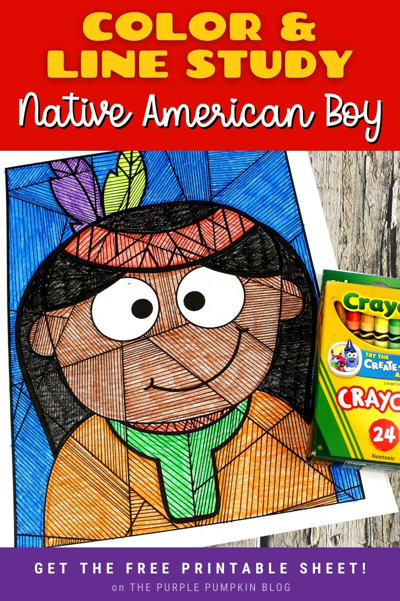 Native American Boy Color & Line Study