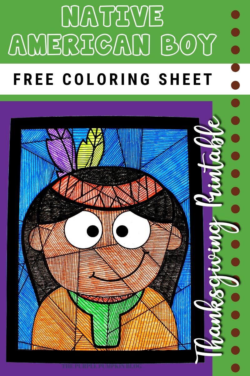 Native American Boy Free Coloring Sheet