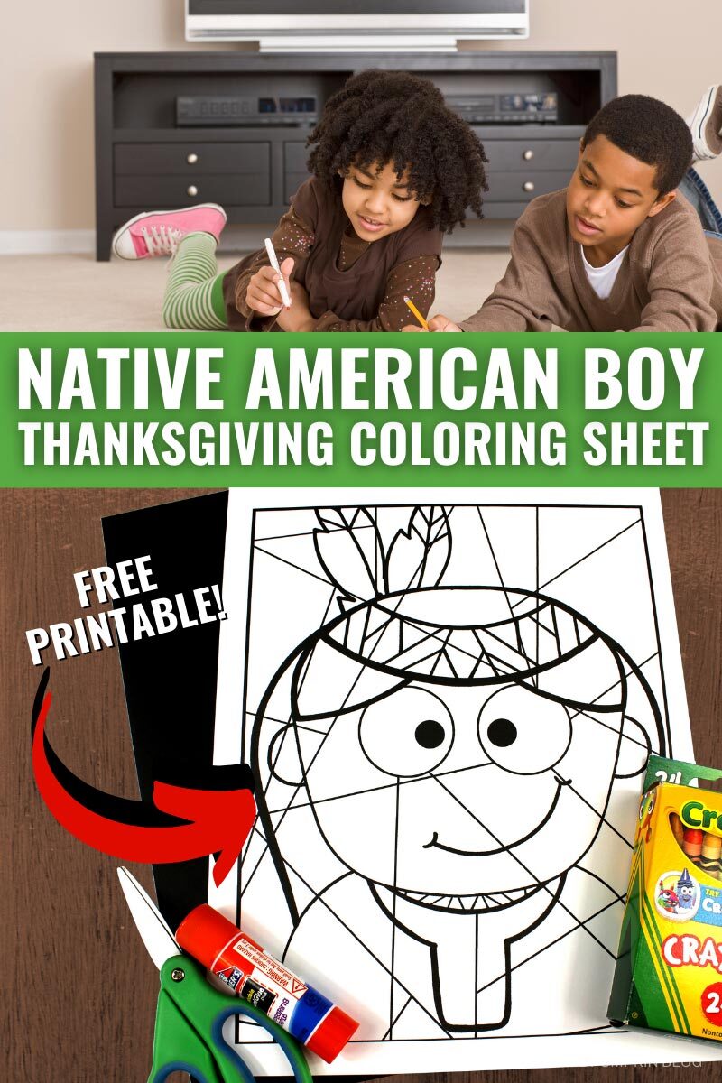 Native American Boy Thanksgiving Coloring Sheet
