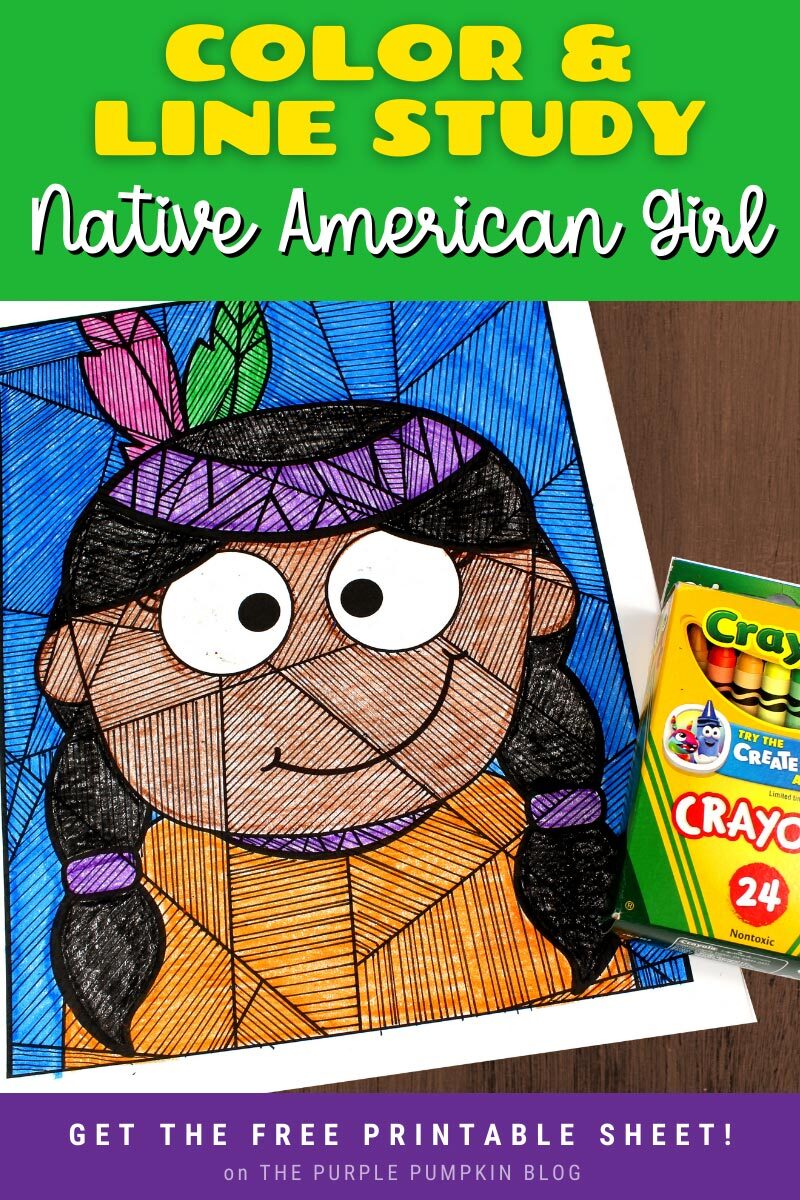 Native American Girl Color & Line Study