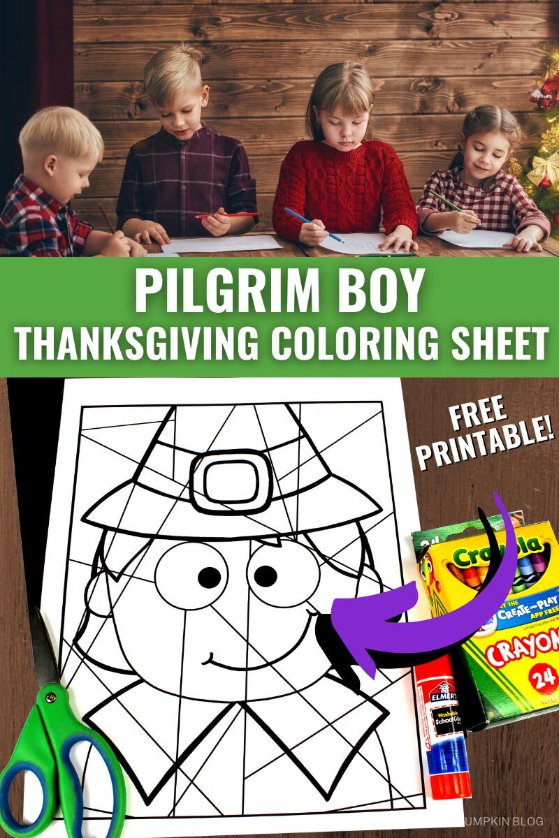 Pilgrim Boy Thanksgiving Coloring Sheet Printable
