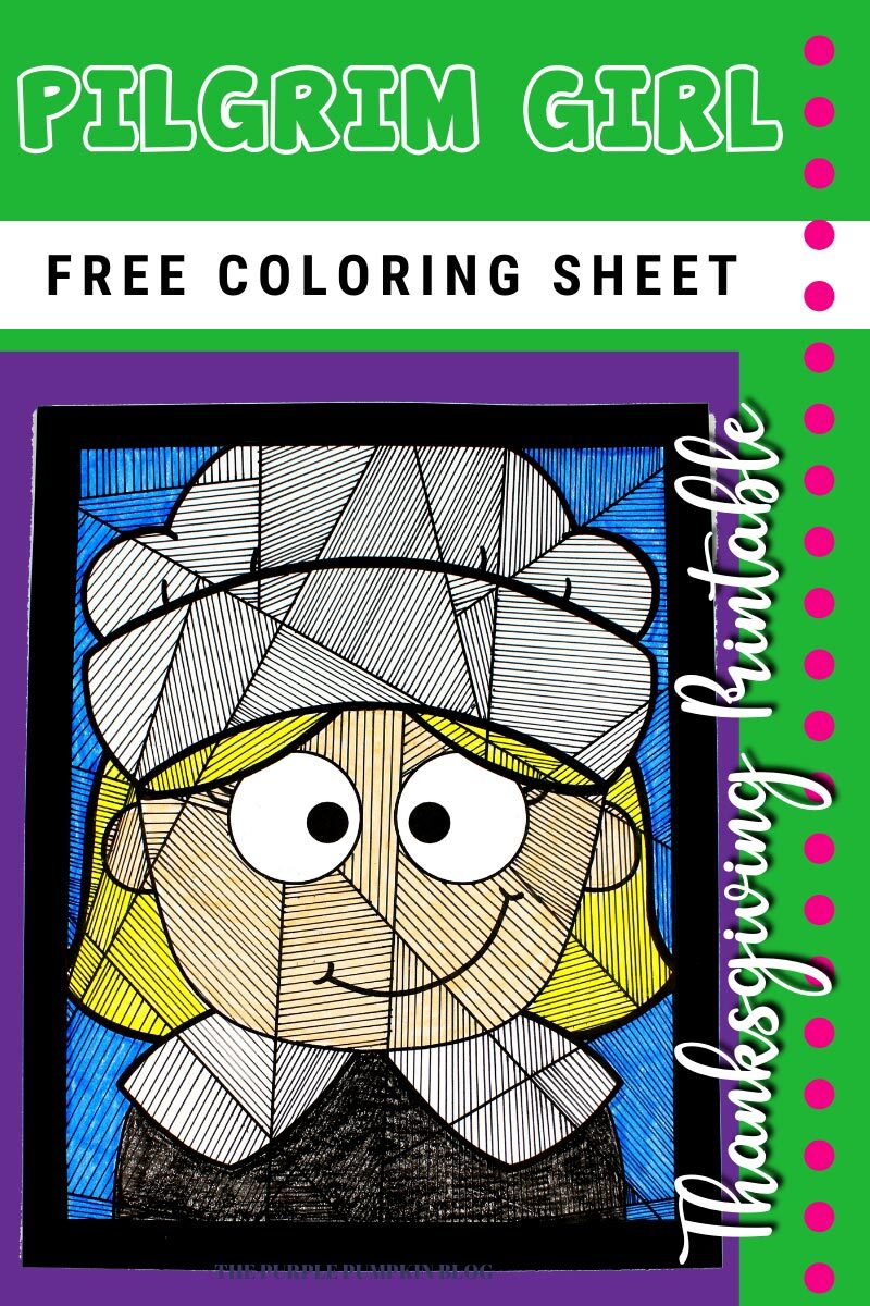 Pilgrim Girl Free Coloring Sheet