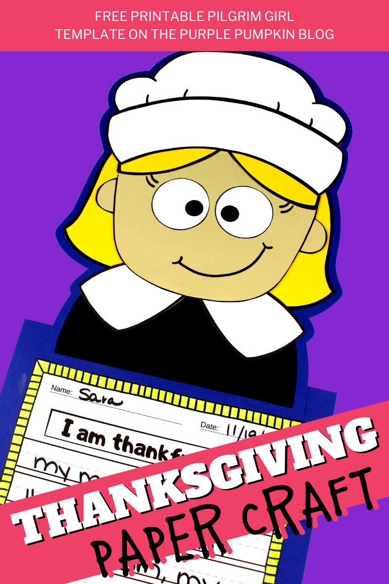 Pilgrim Girl Thanksgiving Paper Craft
