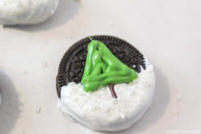 Piped green candy melt tree