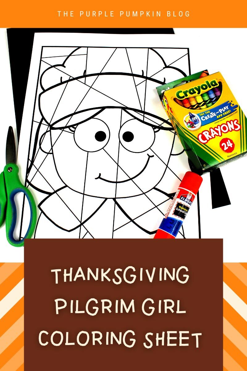 Thanksgiving Pilgrim Girl Coloring Sheet