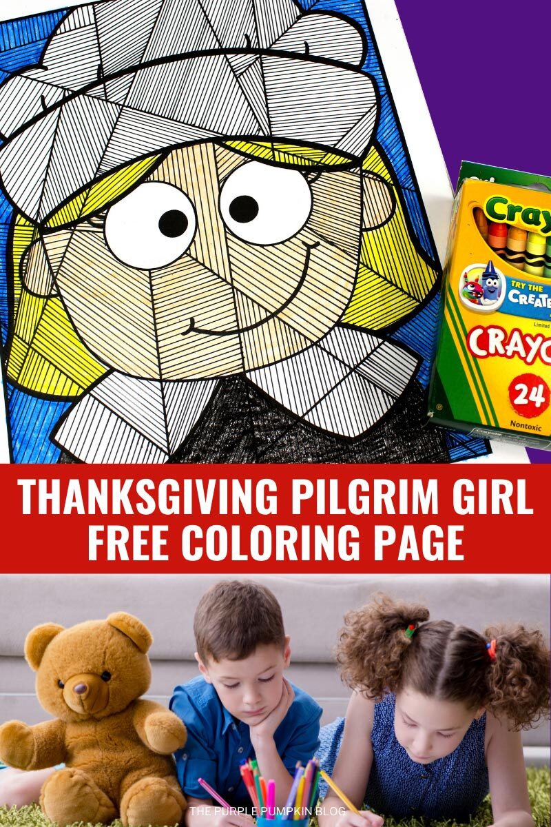 Thanksgiving Pilgrim Girl Free Coloring Page