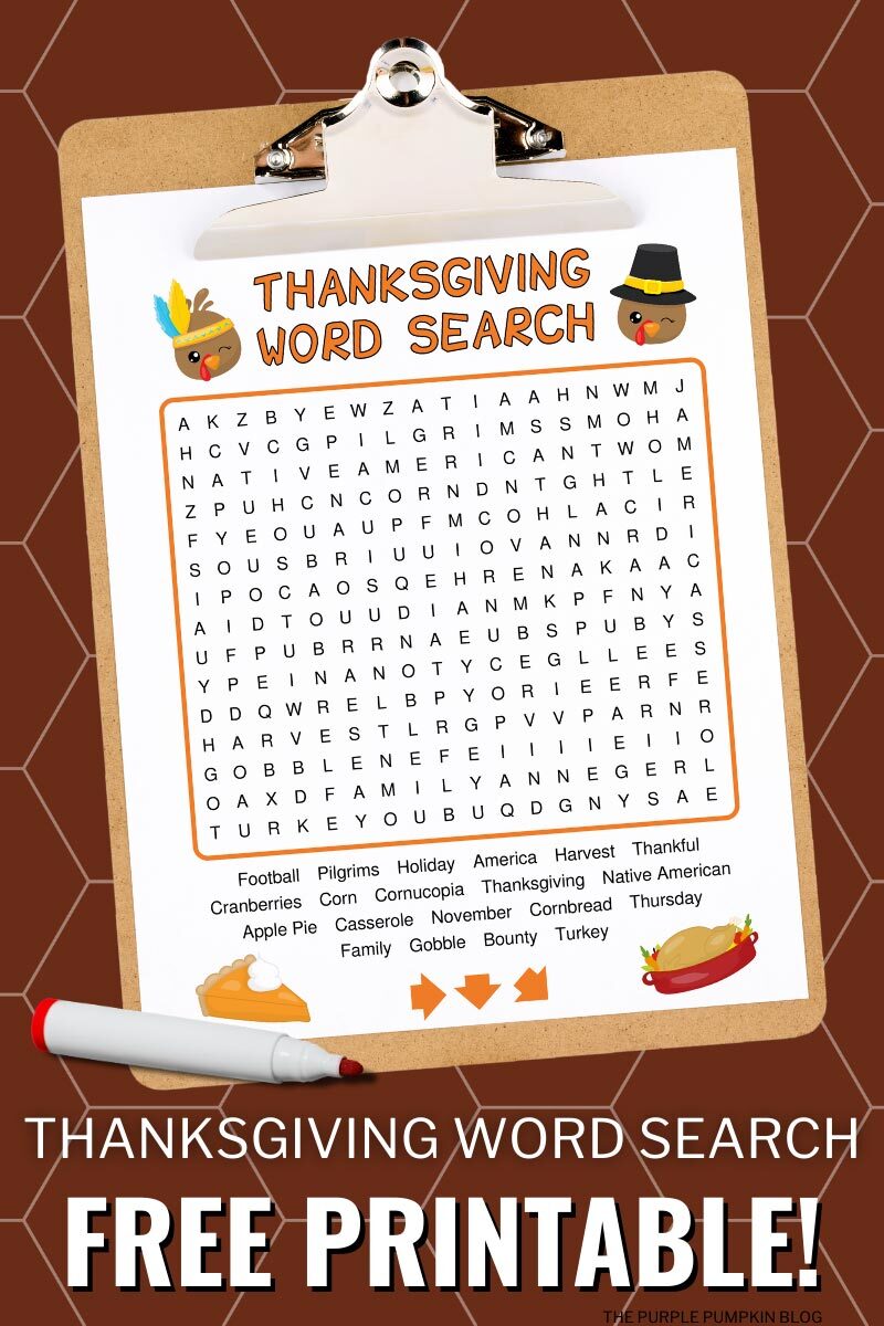Thanksgiving Word Search Free Printable!