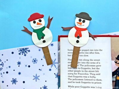 Completed Snowman Bookmarks Craft