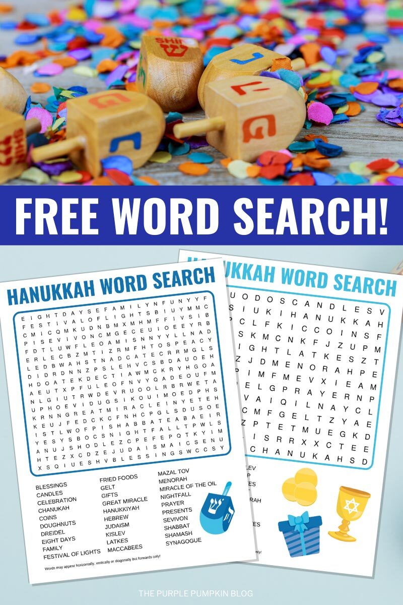 Free Hanukkah Word Search