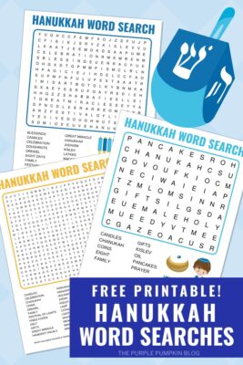 Free Hanukkah Word Search Printables for the Whole Family!