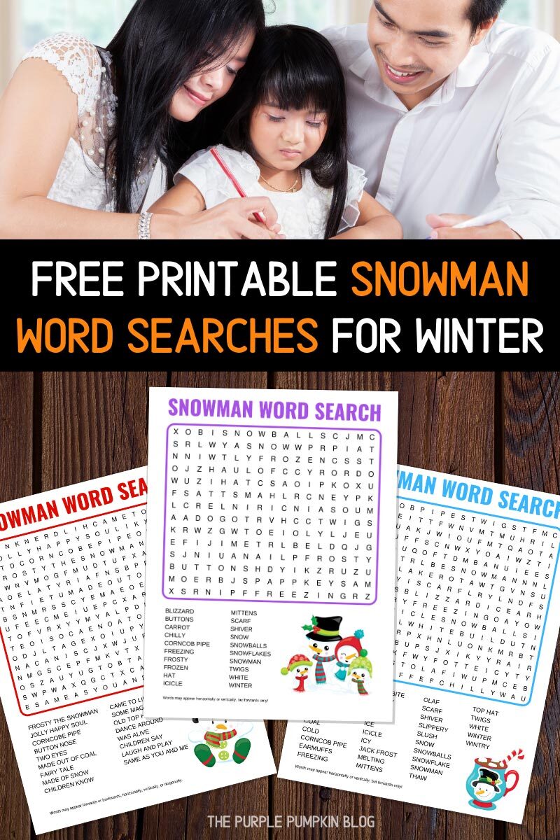 Free Printable Snowman Word Searches for Winter