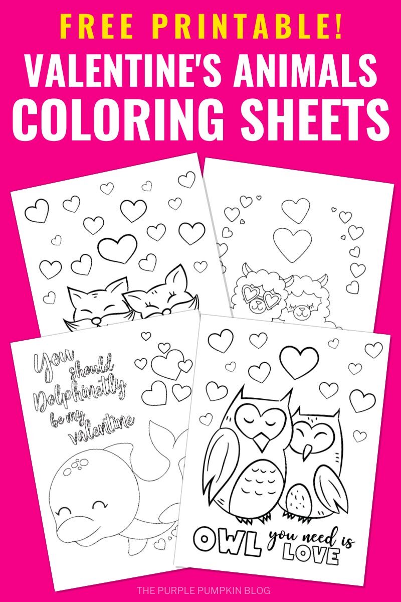 Free Printable Valentine's Day Animals Coloring Sheets