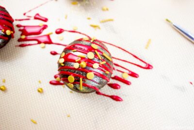 Adding Melted Red Candy & Sprinkles to CNY Hot Cocoa Bomb