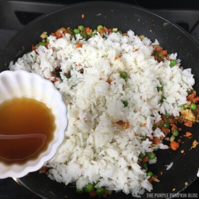 Adding Rice and Soy Sauce