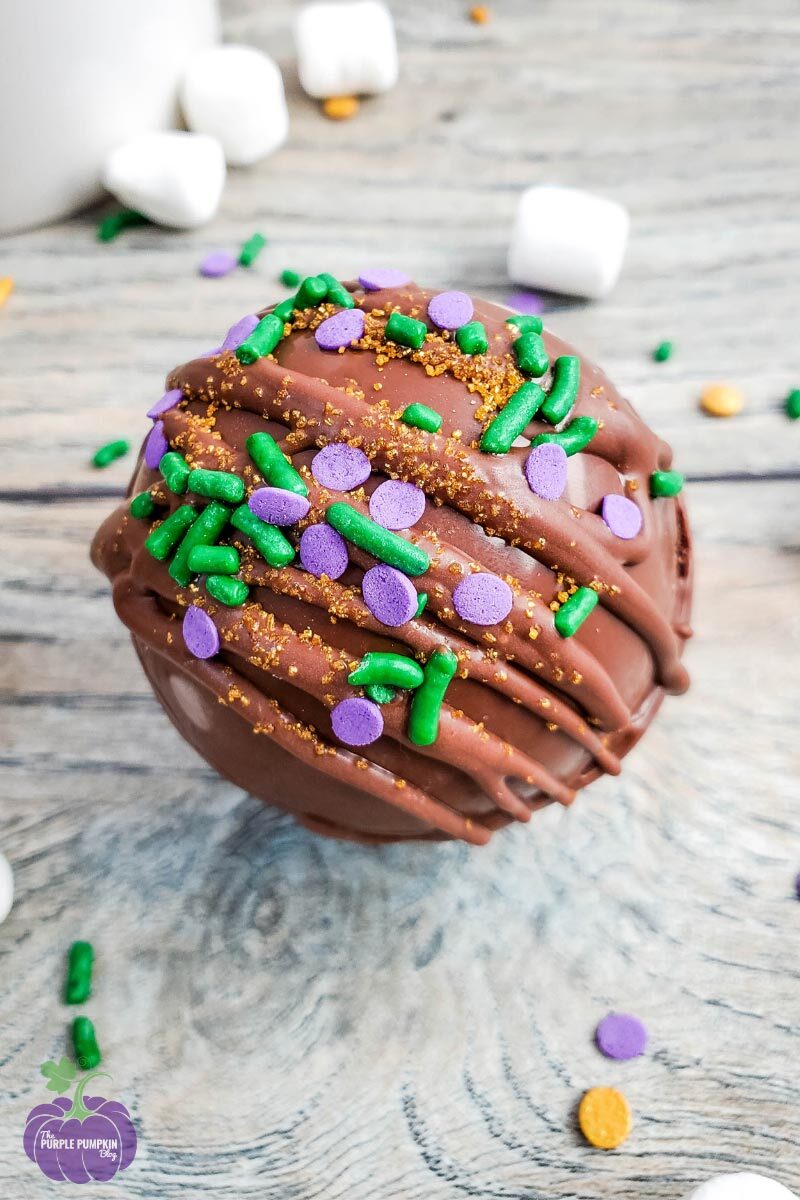 Decorated Mardi Gras Hot Cocoa Bomb Recipe