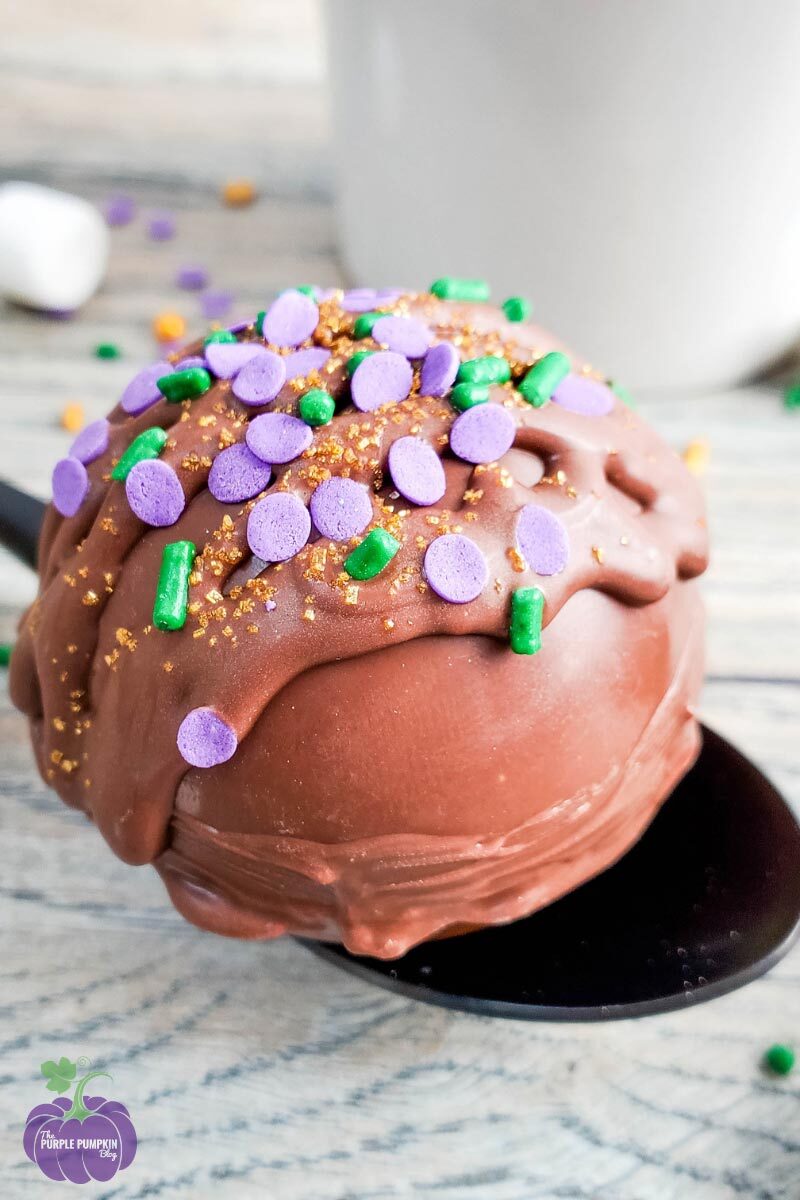 Hot Chocolate Bomb with Mardi Gras Sprinkles