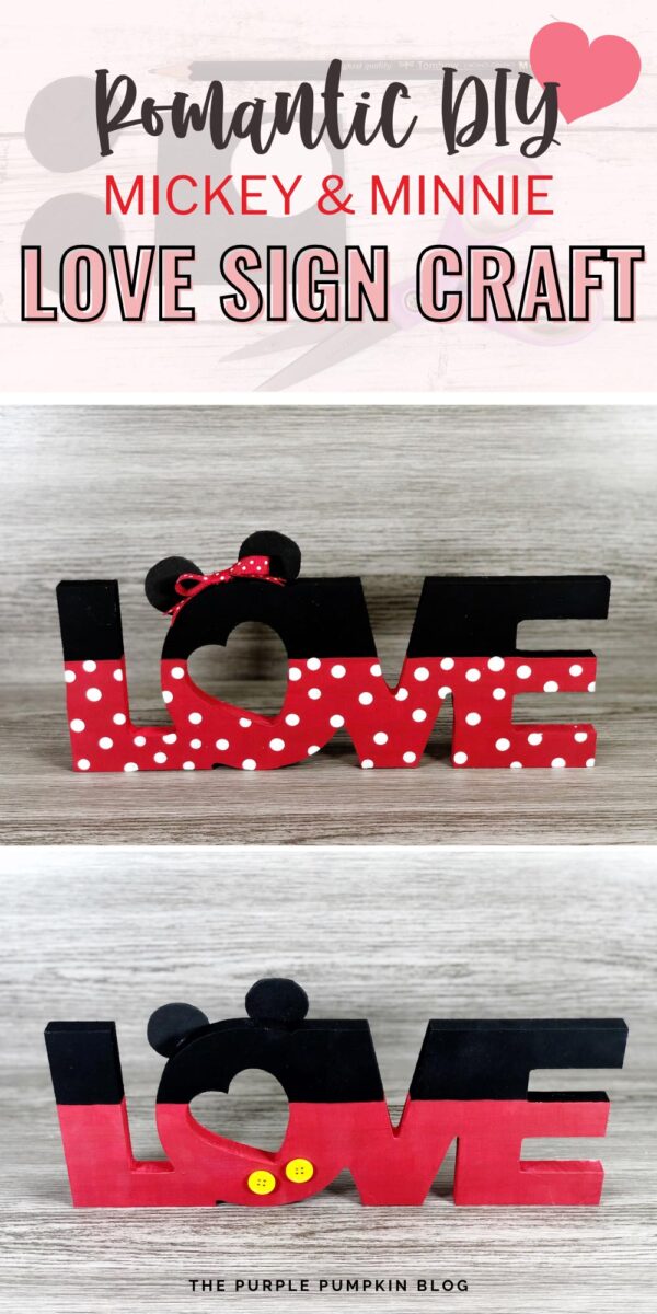 Romantic DIY! Mickey & Minnie Love Sign Craft