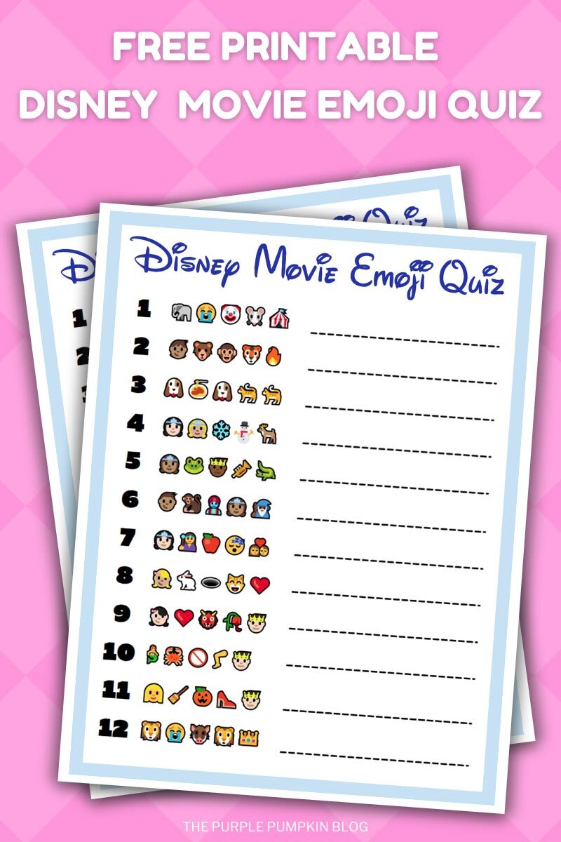 Disney Movie Emoji Quiz Free Printable