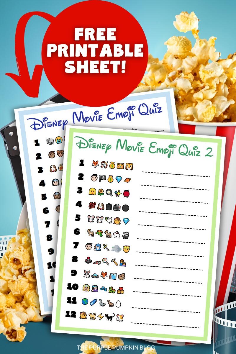 Disney Movie Emoji Quiz Sheet Printable