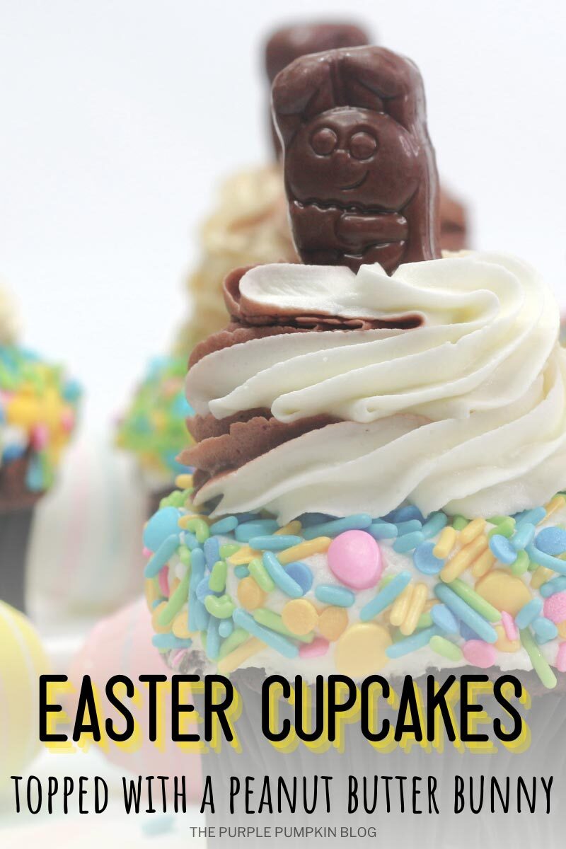 Easter Cupcakes topped with a Peanut Butter Bunny