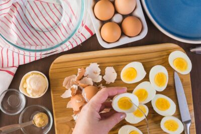 Eggs cut in half