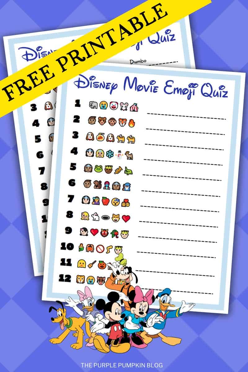 Free Printable Disney Movie Emoji Quiz Sheets