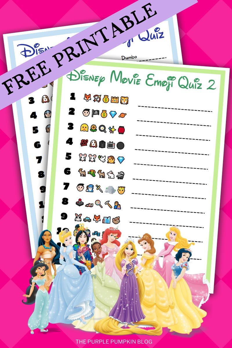 Free Printable Disney Movie Emoji Quiz
