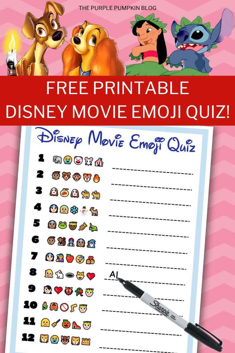Free Printable Disney Movie Emoji Quiz Sheets