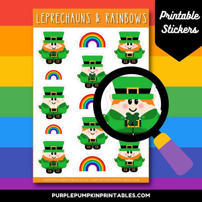 Leprechauns & Rainbows Printable Stickers