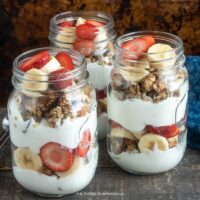 Recipe for Homemade Granola and Strawberry Banana Yogurt Parfaits