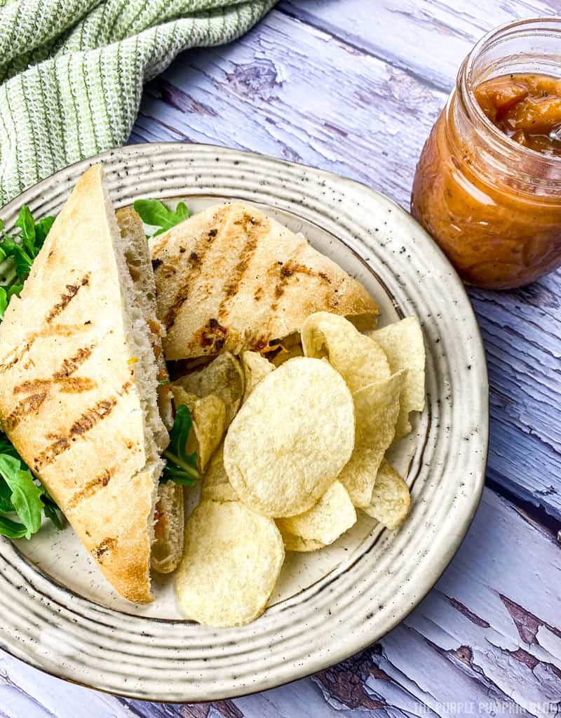 Chicken Brie Panini with Peach Compote