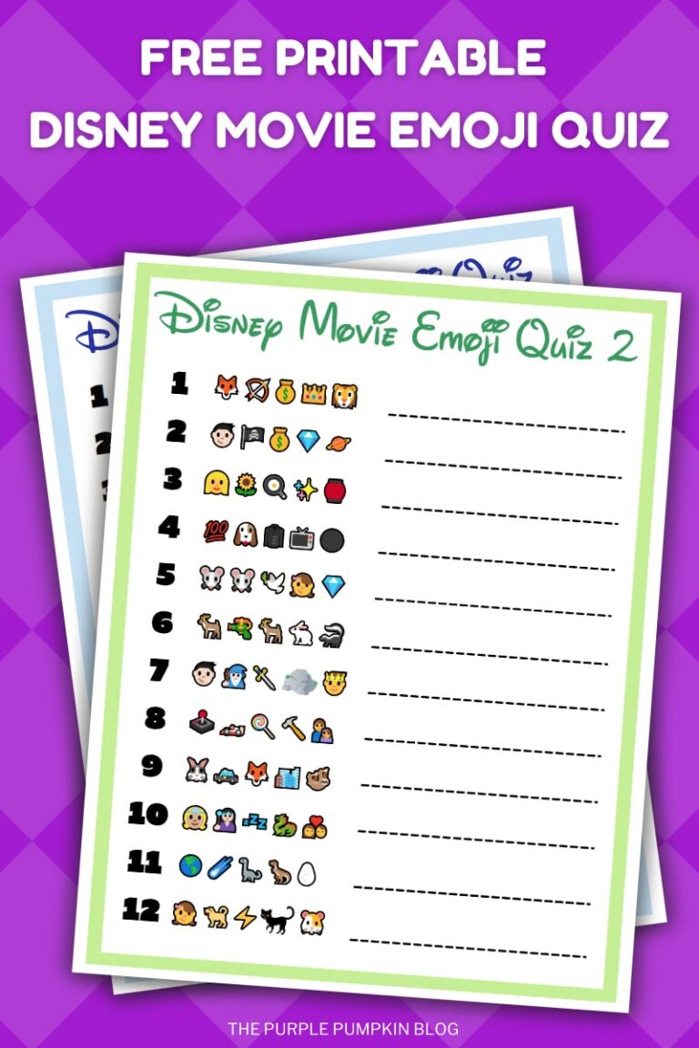 Free Printable Disney Movie Emoji Quiz Sheets