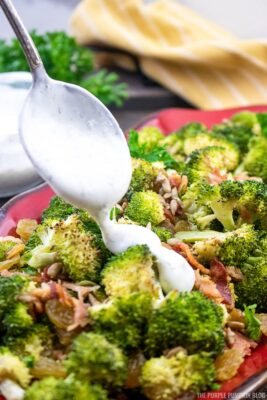 Roasted Broccoli Salad with Yogurt Dressing