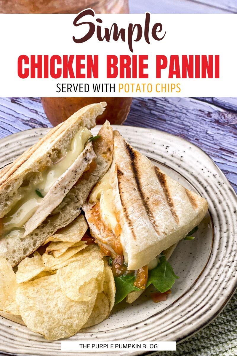 Simple Chicken Brie Panini Served with Potato Chips