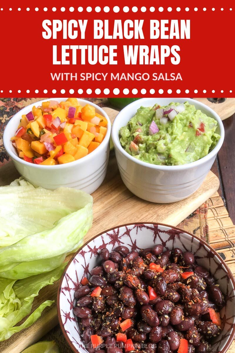 Spicy Black Bean Lettuce Wraps with Mango Salsa